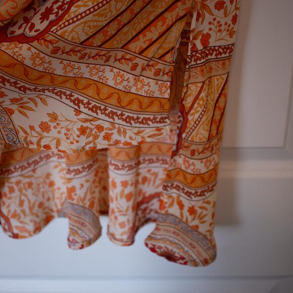 Boho Patchwork Print Midi Skirt Rust Orange Festival Tube Skirt | Soft Autumn - Picture 7 of 7